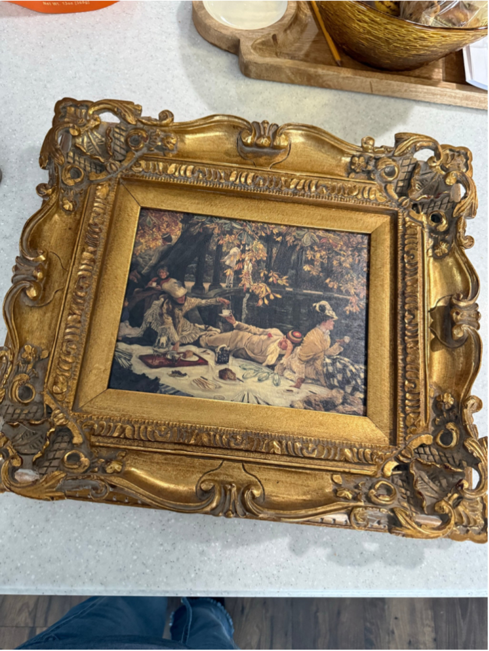 Vintage Ethan Allen Decorative Framed Art Print One Size Gold Multi-color